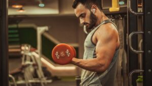 A young Iranian wrestler intensely focused during a freestyle wrestling match, showcasing the strength and determination of the next generation.