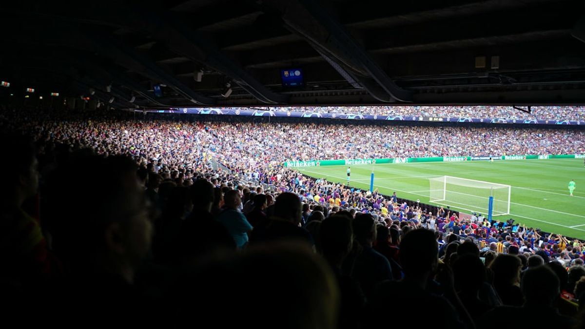 Football stadium illuminated for the Iran Egypt FIFA Pride Match