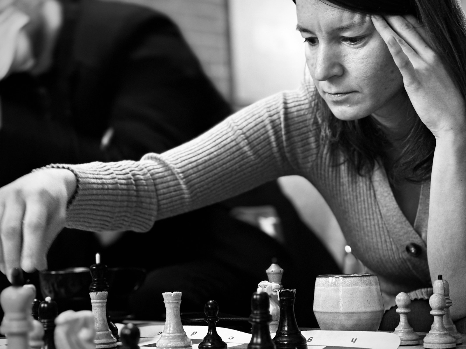 Chess pieces on a board during a rapid tournament